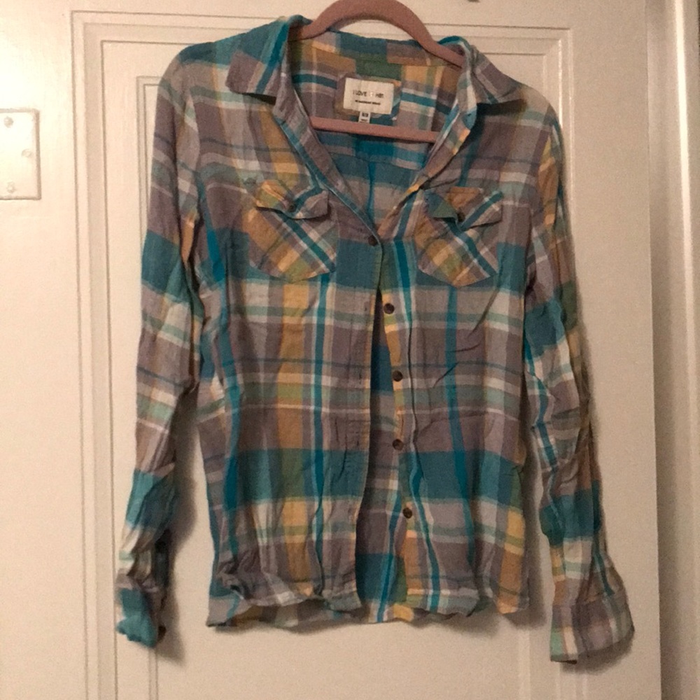 I Love H81 Plaid Button Down Size M